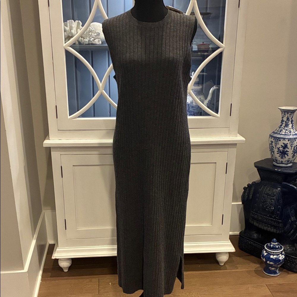 Wool and Cashmere Saks Fifth Avenue Ribbed  Tank Body Con Sweater Dress